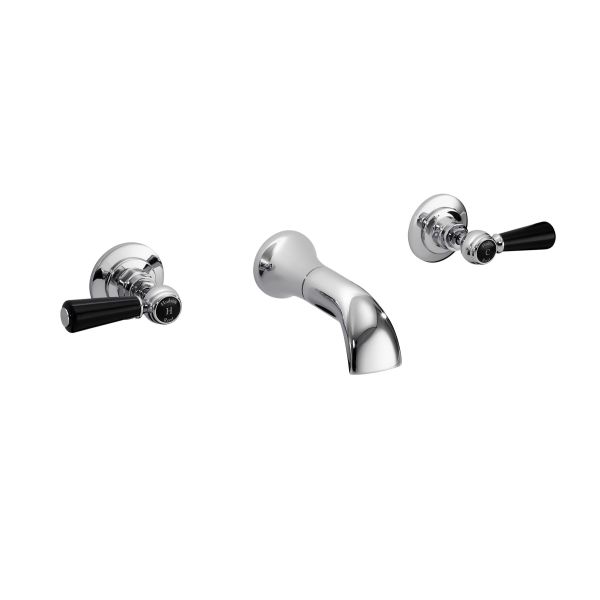 3 Tap Hole Wall Mounted Basin Mixer - Hudson Reed BC417DL Chrome, Chrome colour ,image 1