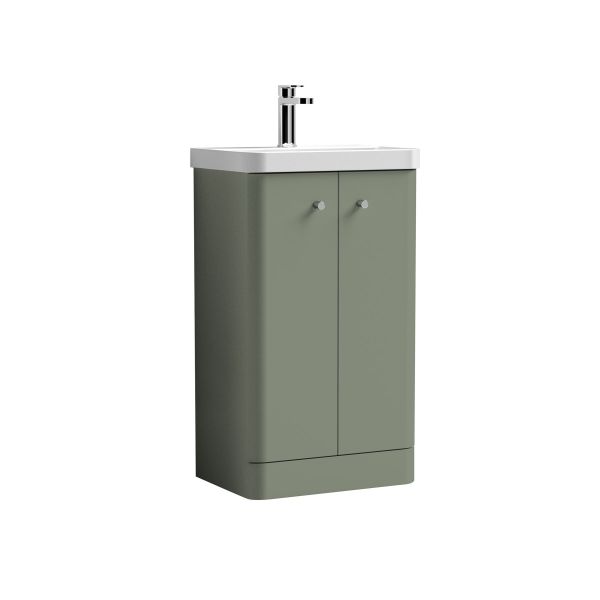 500mm Floor Standing 2 Door Unit & Basin - Nuie COR804 Green, Green colour ,image 1
