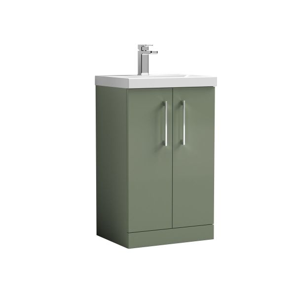 500mm Floor Standing 2 Door Vanity & Basin 3 - Nuie ARN801D Green, Green colour ,image 1