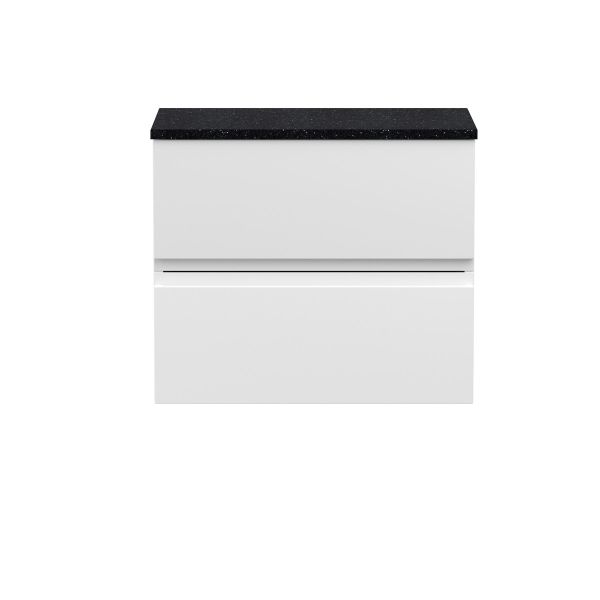 600mm Wall Hung 2-Drawer Vanity Unit & Laminate Worktop - Hudson Reed URB104LSB Satin White, White colour ,image 1