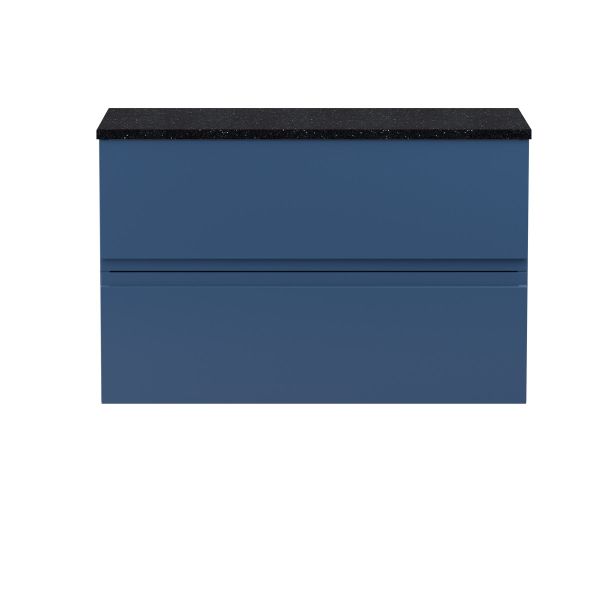 800mm Wall Hung 2-Drawer Vanity Unit & Laminate Worktop - Hudson Reed URB306LSB Satin Blue, Blue colour ,image 1