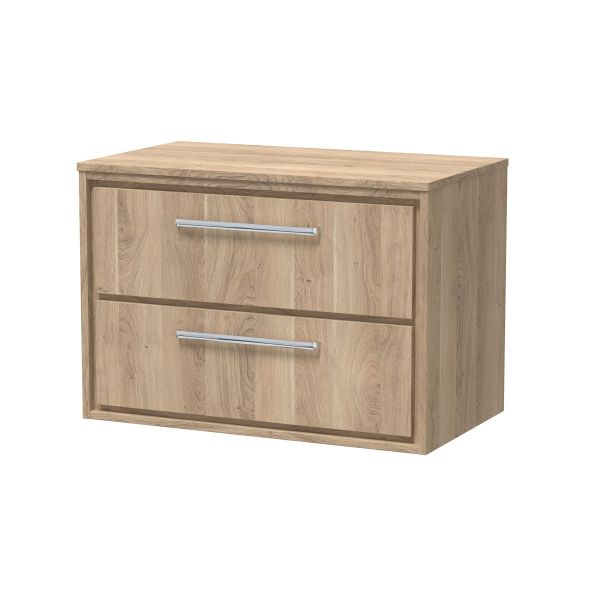 800mm Wall Hung 2-Drawer Vanity with Worktop - Hudson Reed LIL3026W Oak, Oak colour ,image 1