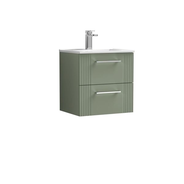 500mm Wall Hung 2 Drawer Vanity & Basin 2 - Nuie DPF892B Green, Green colour ,image 1