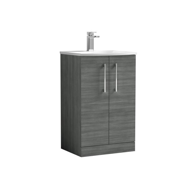 500mm Floor Standing 2 Door Vanity & Basin 4 - Nuie ARN501G Grey, Grey colour ,image 1