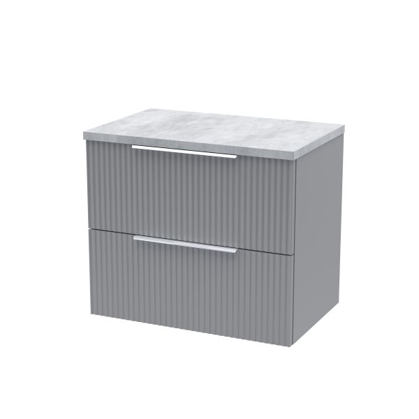 600mm Wall Hung 2 Drawer Vanity & Laminate Top - Hudson Reed DFF293LBG Grey, Grey colour ,image 1