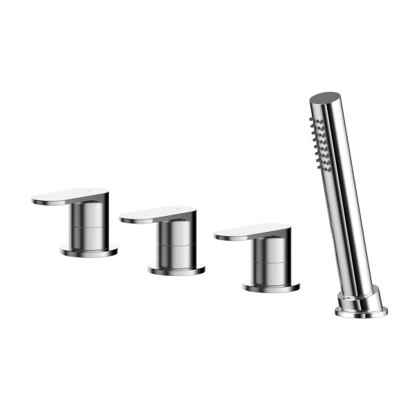 Deck Mounted 4 Tap Hole Bath Shower Mixer No Spout - Nuie BIN334 Chrome, Chrome colour ,image 1