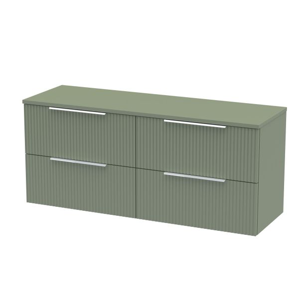 1200mm Wall Hung 4 Drawer Vanity & Worktop - Hudson Reed DFF893W2 Green, Green colour ,image 1
