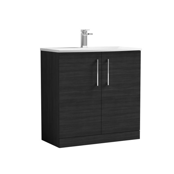 800mm Floor Standing 2 Door Vanity & Basin 4 - Nuie ARN605G Black, Black colour ,image 1