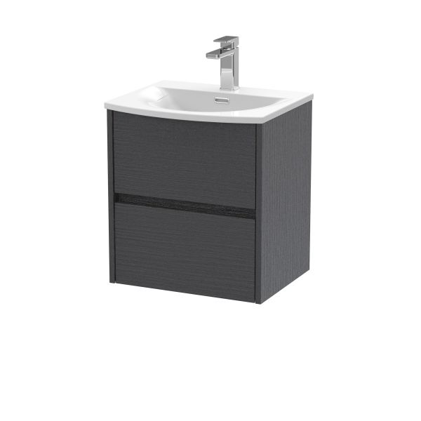 500mm Wall Hung 2 Drawer Unit & Basin 4 - Nuie HAV2202G Grey, Grey colour ,image 1