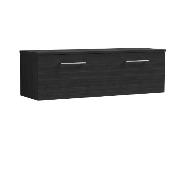 1200mm Wall Hung 2 Drawer Vanity & Worktop - Nuie ARN622W2 Black, Black colour ,image 1