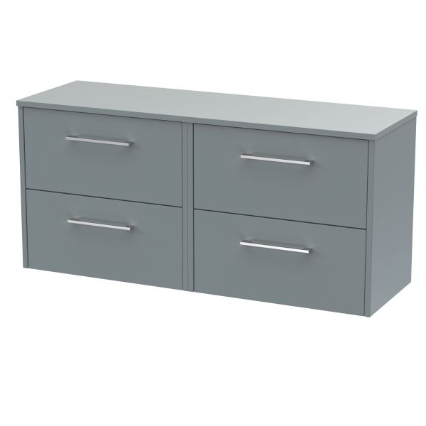 1200mm Wall Hung 4 Drawer Vanity & Worktop - Hudson Reed JNU2324W2 Grey, Grey colour ,image 1