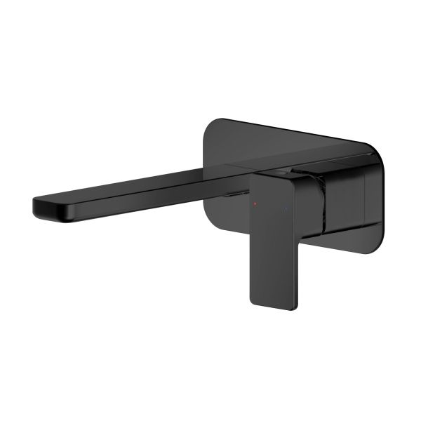 Wall Mounted 2 Tap Hole Basin Mixer With Plate - Nuie WIN428 Matt Black, Black colour ,image 1
