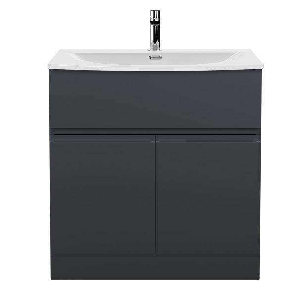 800mm Floor Standing 2 Door/Drawer Vanity & Basin 4 - Hudson Reed URB1405G Black, Black colour ,image 1
