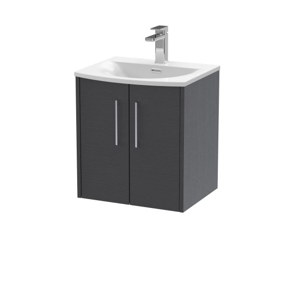 500mm Wall Hung 2 Door Vanity & Basin 4 - Hudson Reed JNU2221G Grey, Grey colour ,image 1