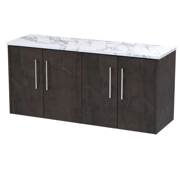 1200 Wall Hung 4-Door Vanity & Laminate Worktop - Hudson Reed JNU2623LCM2 Brown, Brown colour ,image 1