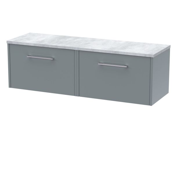 1200 Wall Hung 2-Drawer Vanity & Laminate Worktop - Hudson Reed JNU2322LBG2 Grey, Grey colour ,image 1