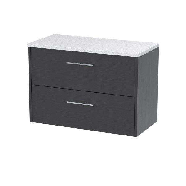 800mm Wall Hung 2 Drawer Vanity & Laminate Top - Hudson Reed JNU2226LSW Grey, Grey colour ,image 1