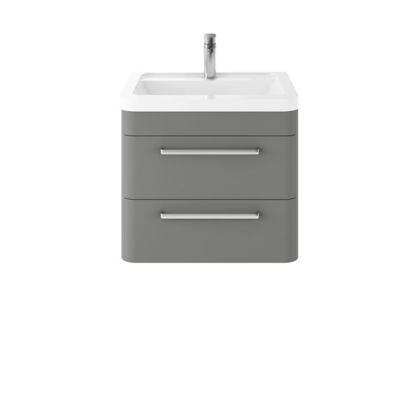 Wall Hung 600mm Cabinet & Ceramic Basin - Hudson Reed SOL202A Cool Grey, Grey colour ,image 1