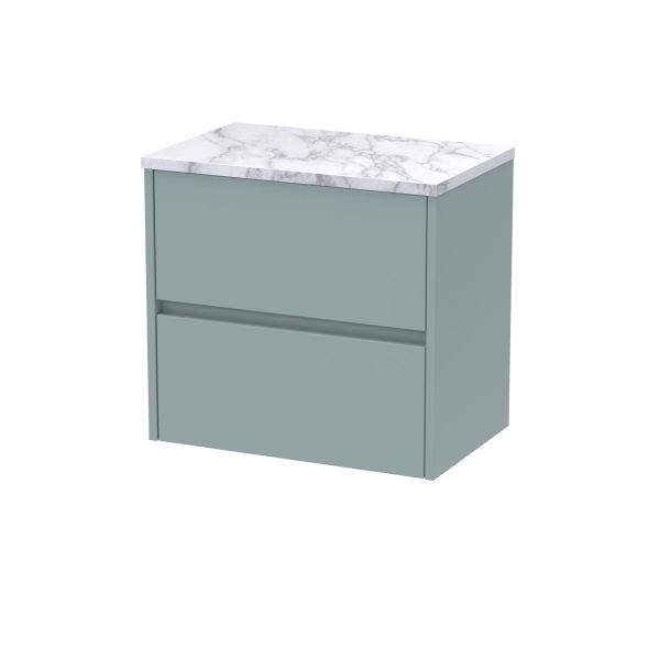 600 Wall Hung 2-Drawer Unit & Laminate Worktop - Nuie HAV2304LCM Grey, Grey colour ,image 1