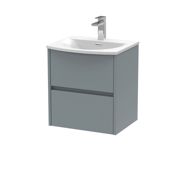 500mm Wall Hung 2 Drawer Unit & Basin 4 - Nuie HAV2302G Grey, Grey colour ,image 1