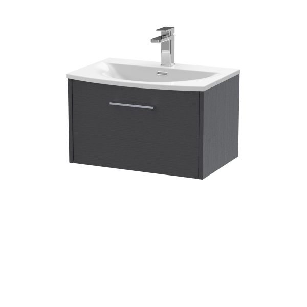 600mm Wall Hung Single Drawer Vanity & Basin 4 - Hudson Reed JNU2222G Grey, Grey colour ,image 1