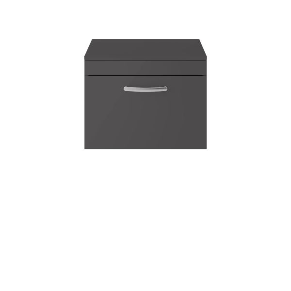 600mm Wall Hung Cabinet With Worktop - Nuie ATH077W Gloss Grey, Grey colour ,image 1