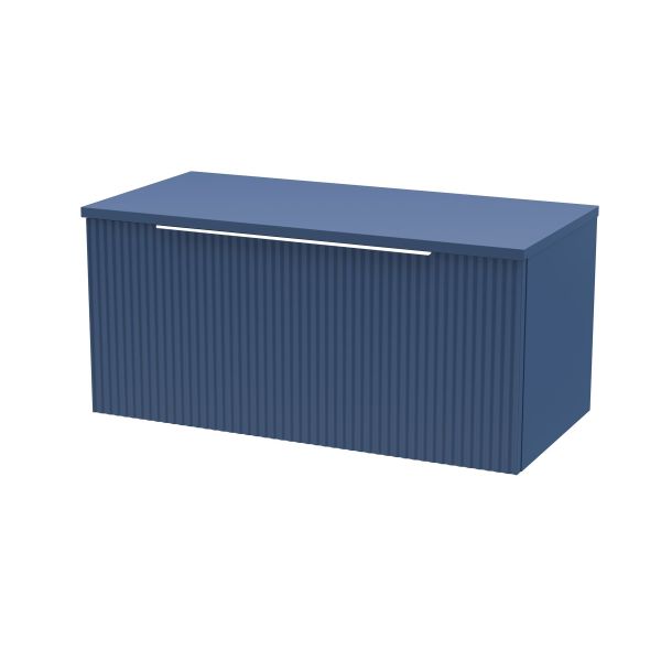 800mm Wall Hung Single Drawer Vanity & Worktop - Hudson Reed DFF396W Blue, Blue colour ,image 1