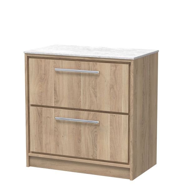 800mm Floor Standing 2-Drawer Vanity with Marble Worktop - Hudson Reed LIL3035WMT Oak, Oak colour ,image 1