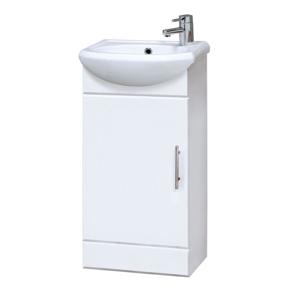 420mm Cabinet & Basin - Nuie NVS100 White, White colour ,image 1