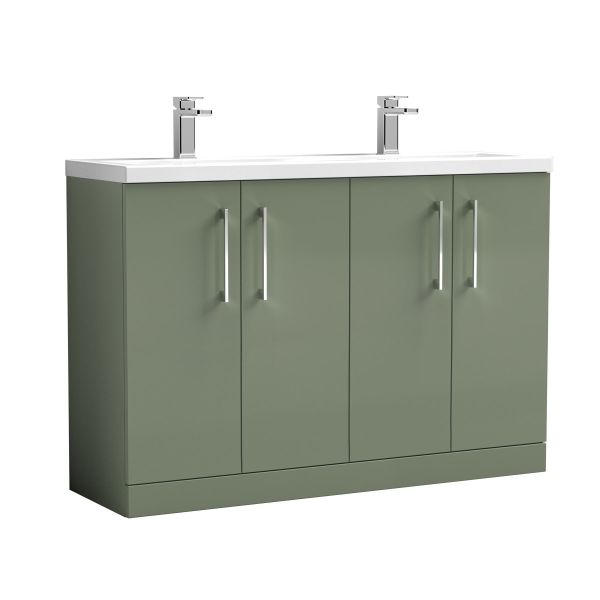 1200mm Floor Standing 4 Door Vanity & Double Basin - Nuie ARN803F Green, Green colour ,image 1