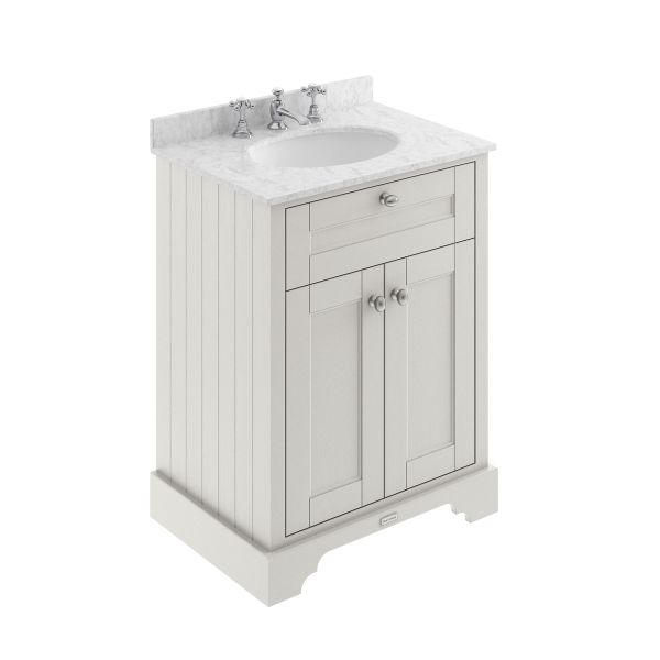600mm Cabinet & Marble Top (3TH) - Hudson Reed LOF426 Timeless Sand, Grey colour ,image 1