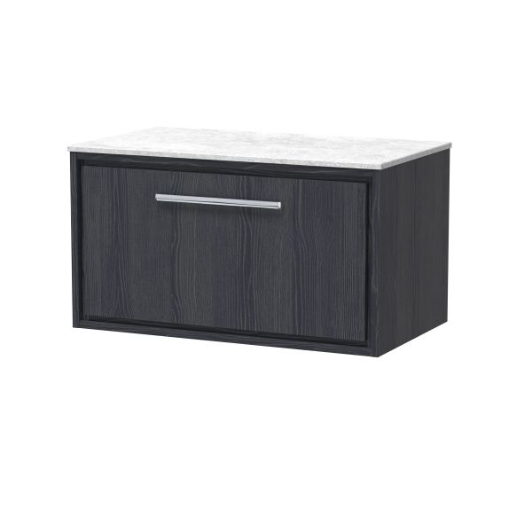 800mm Wall Hung Single Drawer Vanity with Marble Worktop - Hudson Reed LIL2225WMT Grey, Grey colour ,image 1