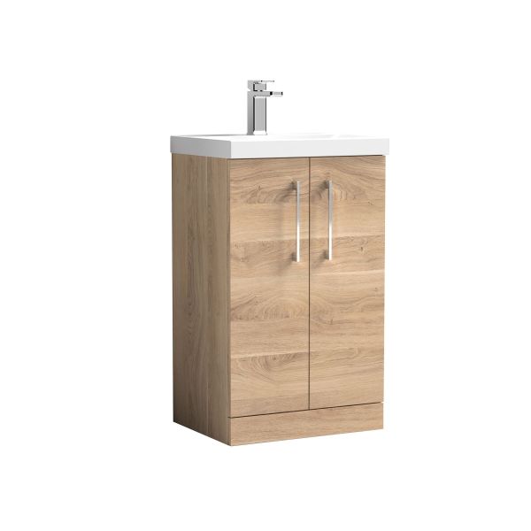 500mm Floor Standing 2-Door Vanity & Basin 3 - Nuie ARN3001D Oak, Oak colour ,image 1