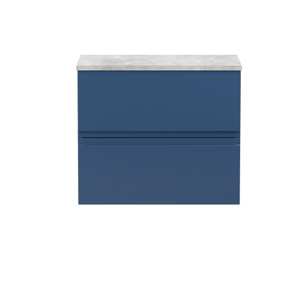600mm Wall Hung 2-Drawer Vanity Unit & Laminate Worktop - Hudson Reed URB304LBG Satin Blue, Blue colour ,image 1