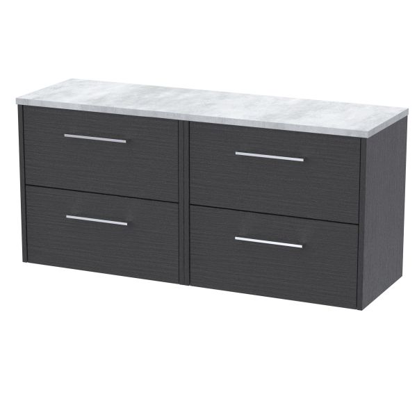 1200 Wall Hung 4-Drawer Vanity & Laminate Worktop - Hudson Reed JNU2224LBG2 Grey, Grey colour ,image 1