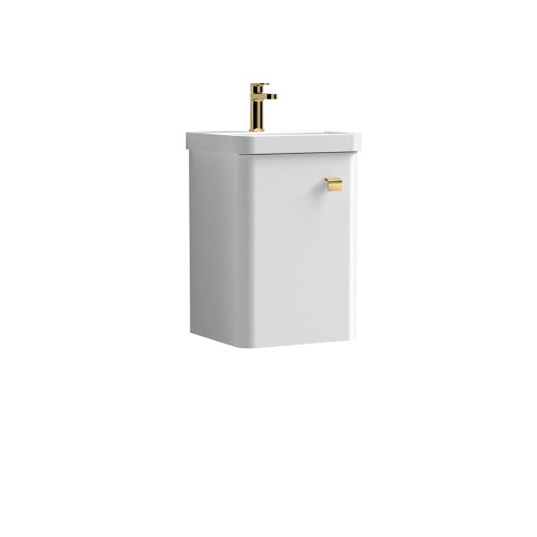 400mm Wall Hung 1-Door Vanity & Basin - Nuie COR1013 White, White colour ,image 1