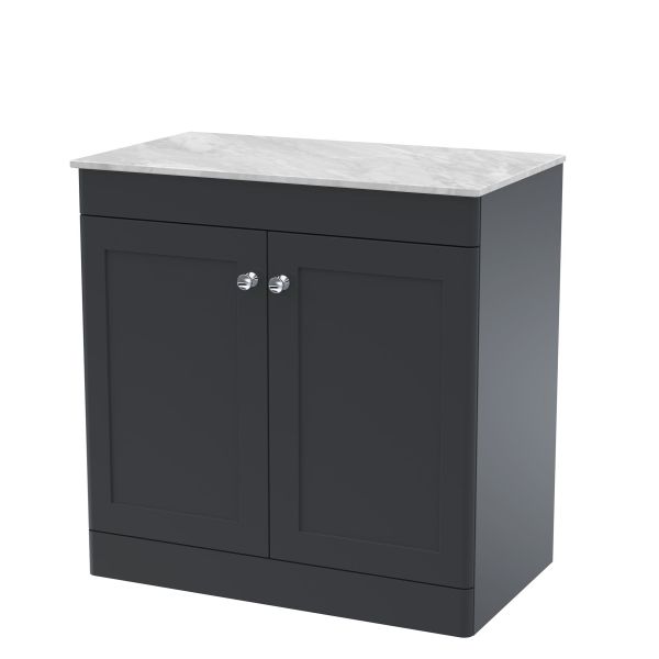 800mm Floor Standing 2-Door Vanity with Marble Top - Nuie CLC1426GMT Black, Black colour ,image 1