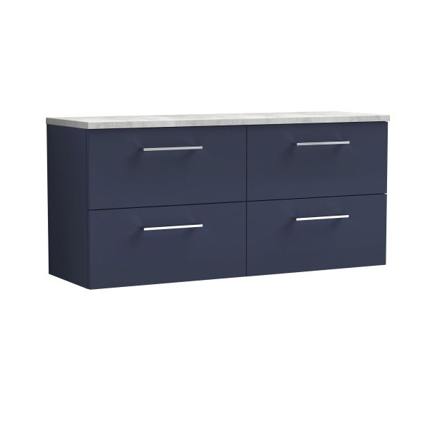 1200mm Wall Hung 4-Drawer Vanity & Laminate Worktop - Nuie ARN2924LBG2 Blue, Blue colour ,image 1