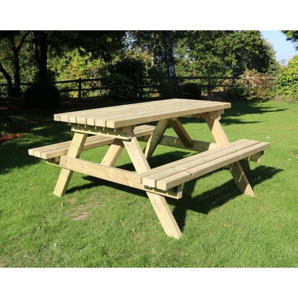 Deluxe Picnic Table 1800 Length By Churnet Valley, Wood colour ,image 1