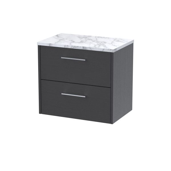600 Wall Hung 2-Drawer Vanity & Laminate Worktop - Hudson Reed JNU2224LCM Grey, Grey colour ,image 1