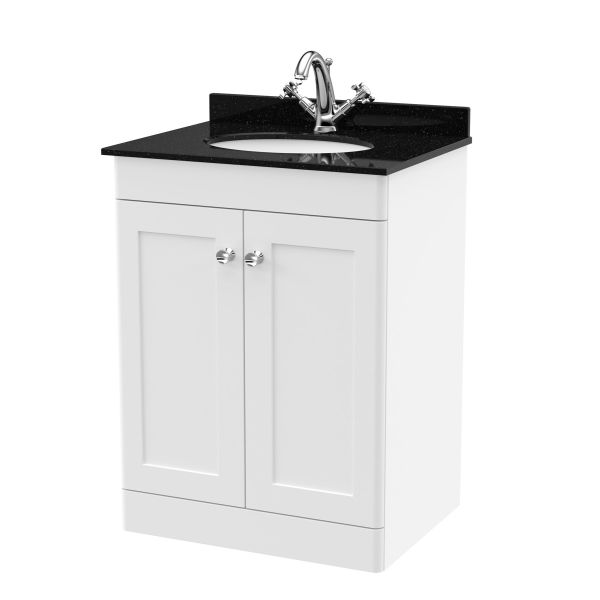 600mm Floor Standing 2 Door Vanity & Marble Top 1TH - Nuie CLC125BR1 White, White colour ,image 1