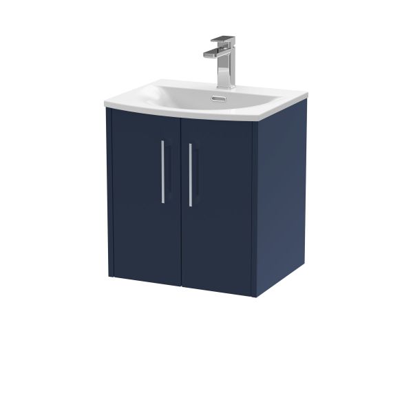 500mm Wall Hung 2-Door Vanity & Basin 4 - Hudson Reed JNU2921G Blue, Blue colour ,image 1