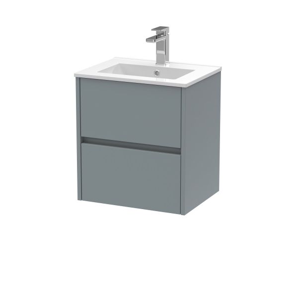 500mm Wall Hung 2 Drawer Unit & Basin 2 - Nuie HAV2302B Grey, Grey colour ,image 1