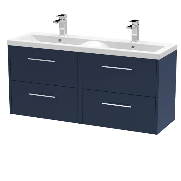 1200mm Wall Hung 4-Drawer Vanity & Double Basin - Hudson Reed JNU2924F Blue, Blue colour ,image 1