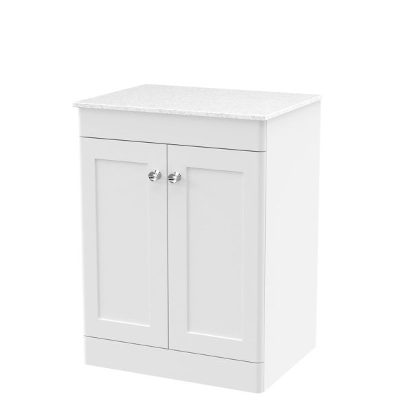 600mm Floor Standing 2-Door Vanity with Marble Top - Nuie CLC125WMT White, White colour ,image 1