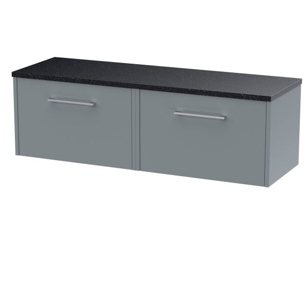 1200 Wall Hung 2-Drawer Vanity & Laminate Worktop - Hudson Reed JNU2322LSB2 Grey, Grey colour ,image 1