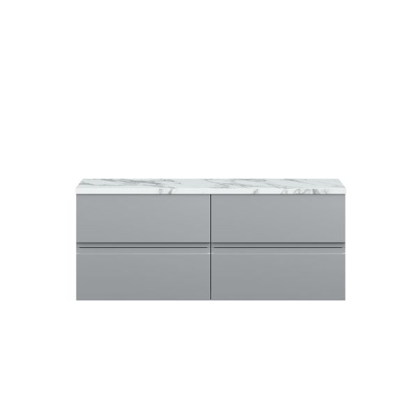 1200mm Wall Hung 4-Drawer Unit & Laminate Worktop - Hudson Reed URB204LCM2 Grey, Grey colour ,image 1