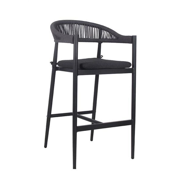 Rope Weave Bar Chair Half Back With Woven Seat - 690 x 1100 - Charcoal, Black colour ,image 1