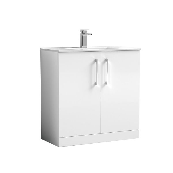 800mm Floor Standing 2 Door Vanity & Basin 2 - Nuie ARN105B White, White colour ,image 1