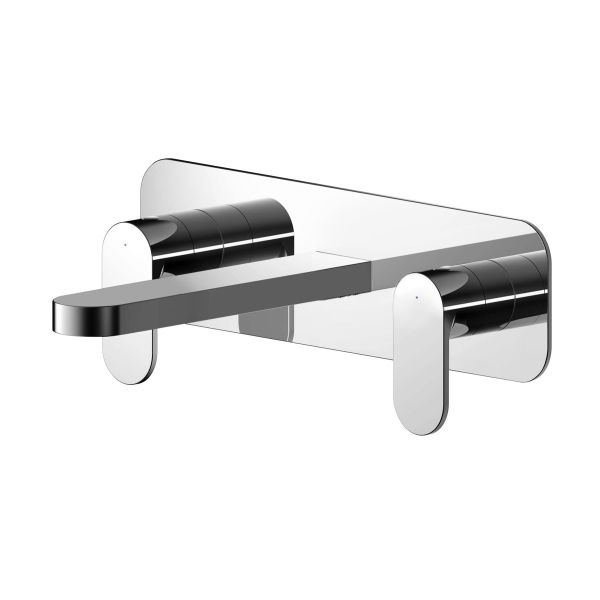 Wall Mounted 3 Tap Hole Basin Mixer With Plate - Nuie BIN350 Chrome, Chrome colour ,image 1